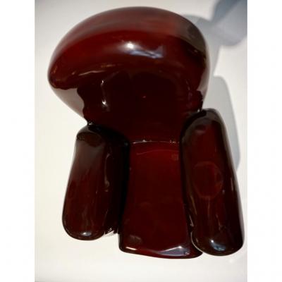 Pino Signoretto Pino Signoretto 1980s Italian Burgundy Red Murano Glass Miniature Armchair