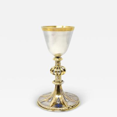 Placide Poussielgue Rusand Antique French 950 Silver Gilt Enamel Chalice by Placide Poussielgue Rusand