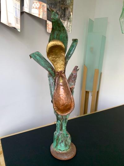 Plant Lamp Lacquered Metal Brass France 1970s
