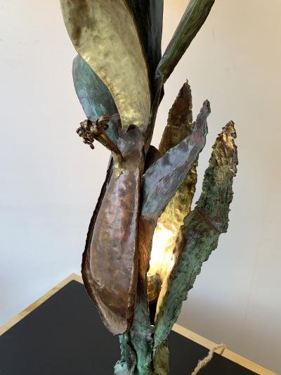 Plant Lamp Lacquered Metal Brass France 1970s