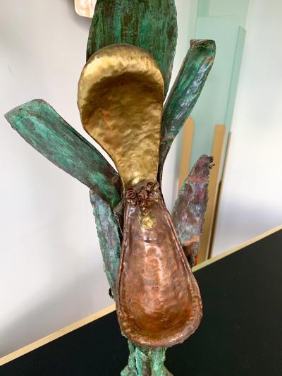 Plant Lamp Lacquered Metal Brass France 1970s