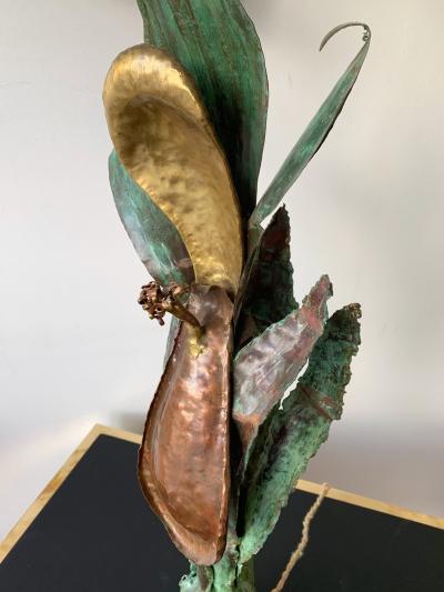 Plant Lamp Lacquered Metal Brass France 1970s