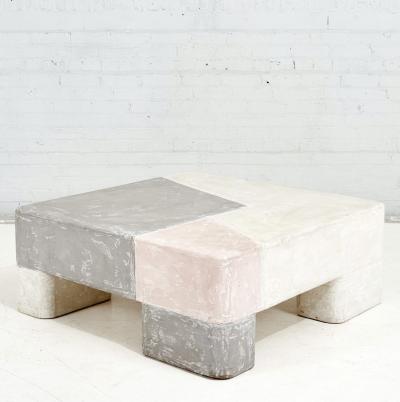 Plaster Coffee Table Postmodern Grey Pink White 1970