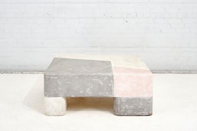 Plaster Coffee Table Postmodern Grey Pink White 1970