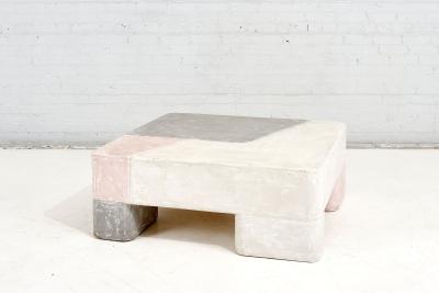 Plaster Coffee Table Postmodern Grey Pink White 1970