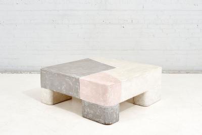 Plaster Coffee Table Postmodern Grey Pink White 1970