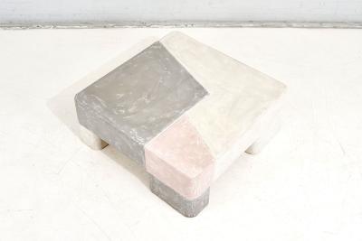 Plaster Coffee Table Postmodern Grey Pink White 1970
