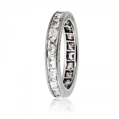 Platinum 1 00cttw Square Asscher Cut Diamond Channel Set Eternity Band