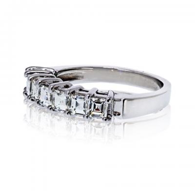 Platinum 1 75cttw Square Emerald Cut Diamond Wedding Band