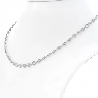 Platinum 13 50cts Round Cut Diamond By The Yard Necklace