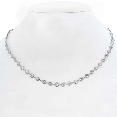 Platinum 13 50cts Round Cut Diamond By The Yard Necklace