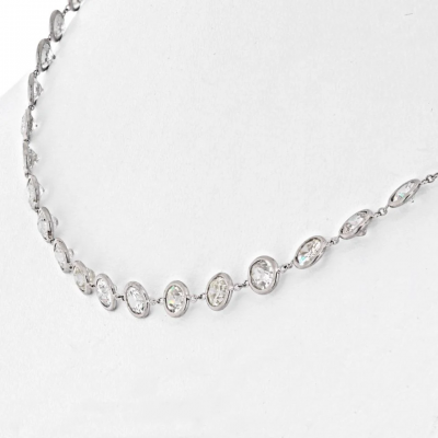 Platinum 13 50cts Round Cut Diamond By The Yard Necklace