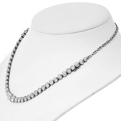 Platinum 15 10ct Old European Cut Diamond Necklace