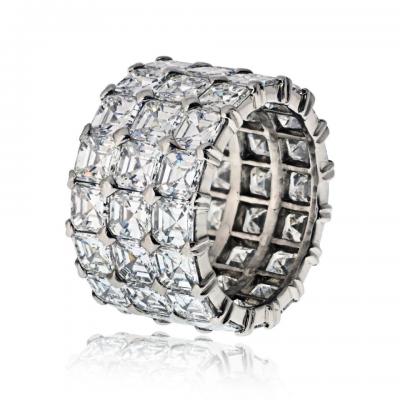 Platinum 16 25cttw Asscher Cut Three Row Diamond Eternity Ring