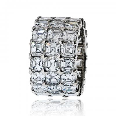 Platinum 16 25cttw Asscher Cut Three Row Diamond Eternity Ring