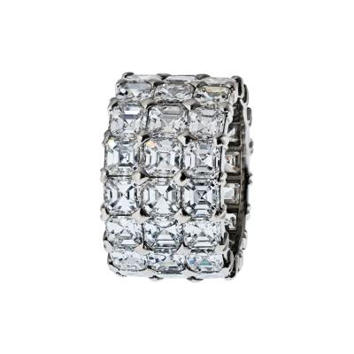 Platinum 16 25cttw Asscher Cut Three Row Diamond Eternity Ring