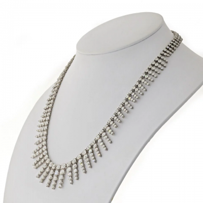 Platinum 18K White Gold 23 Carat Diamond Bib Necklace