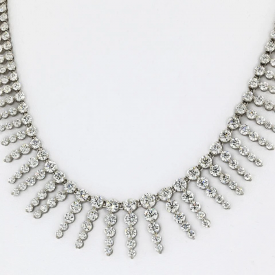 Platinum 18K White Gold 23 Carat Diamond Bib Necklace