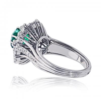 Platinum 2 carat Green Emerald and Diamond Ring