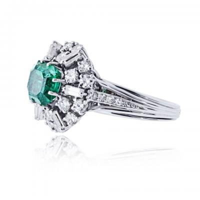 Platinum 2 carat Green Emerald and Diamond Ring