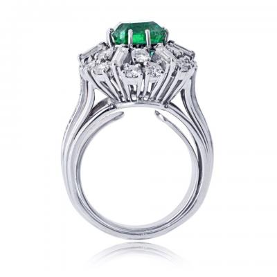 Platinum 2 carat Green Emerald and Diamond Ring
