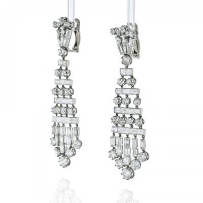 Platinum 26 50 carat Chandelier Hanging Old Cut Diamond Earrings