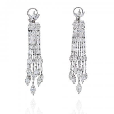 Platinum 26 50 carat Chandelier Hanging Old Cut Diamond Earrings