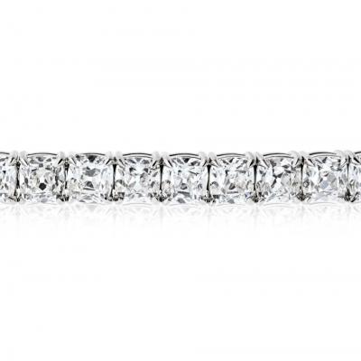 Platinum 26 55cttw Old Mine Cut GIA Diamond Tennis Bracelet