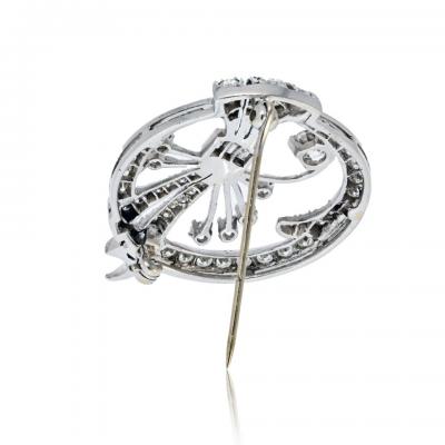 Platinum 4 00cttw Round And Baguette Cut Diamond Brooch