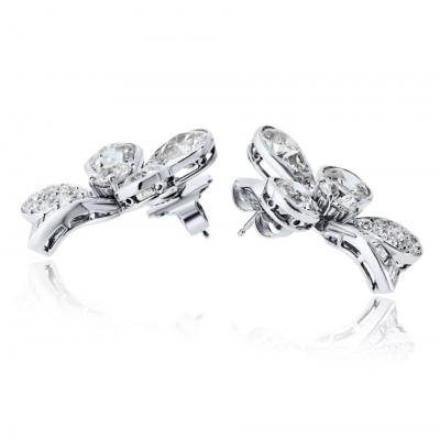 Platinum 4 Leaf Clover Style 8 67cts Old Euro Diamond Earrings