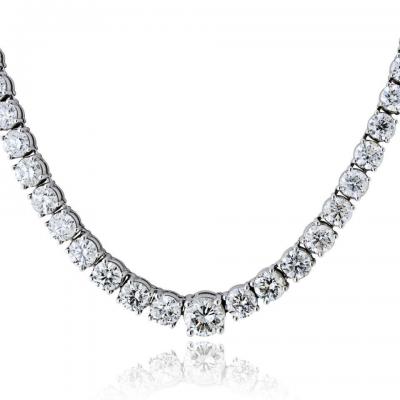 Platinum 53 71cttw Round Diamond Tennis Necklace Riviera