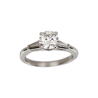 Platinum And Diamond Ring Of Classic Three Stone Design