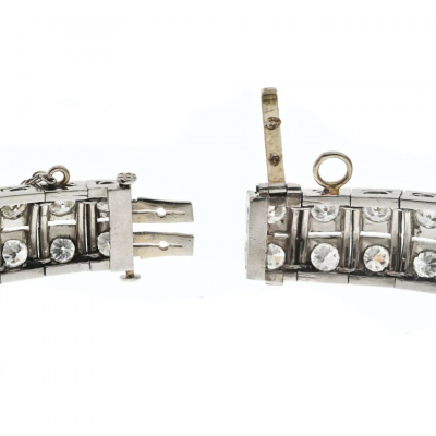 Platinum Art Deco 8 50cttw Diamond And Emerald Bracelet