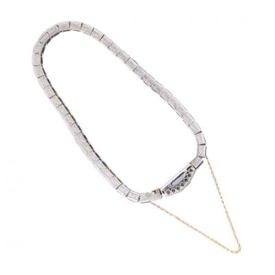 Platinum Art Deco Diamond Blue Stone Bracelet