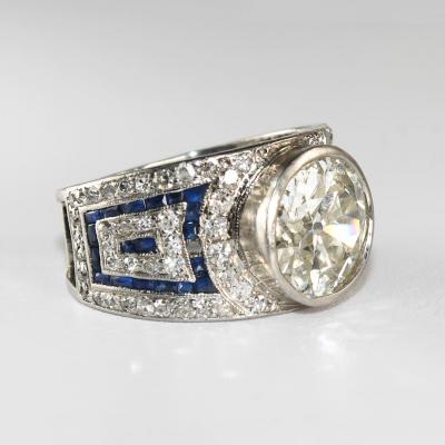 Platinum Art Deco Old Euro Cut Diamond Ring 2 75ct