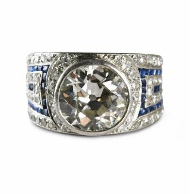 Platinum Art Deco Old Euro Cut Diamond Ring 2 75ct