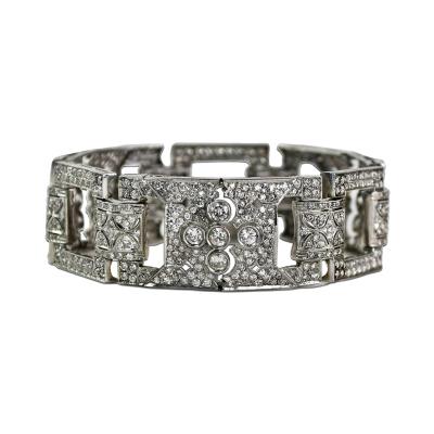 Platinum Art Deco Style Diamond Bracelet 8 30ct