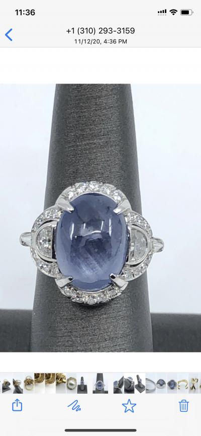 Platinum Cabochon Sapphire ring