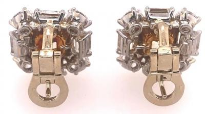 Platinum Colored Diamond and Diamond Ear Studs 11 60 Carat Total Diamond Weight