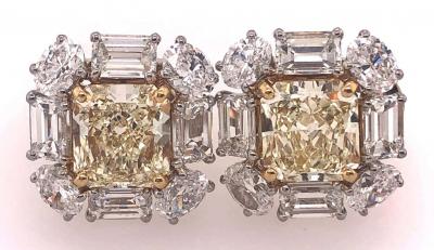 Platinum Colored Diamond and Diamond Ear Studs 12 72 Carat Total Diamond Weight