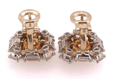 Platinum Colored Diamond and Diamond Ear Studs 12 72 Carat Total Diamond Weight