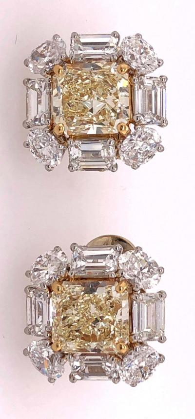 Platinum Colored Diamond and Diamond Ear Studs 12 72 Carat Total Diamond Weight