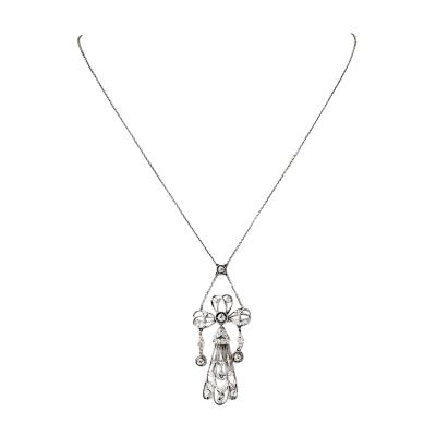 Platinum Edwardian Diamond Pendant Necklace