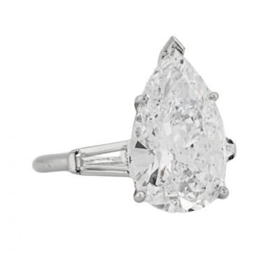 Platinum GIA Certified 6 73ct Pear Shape Diamond Solitaire Ring D SI2