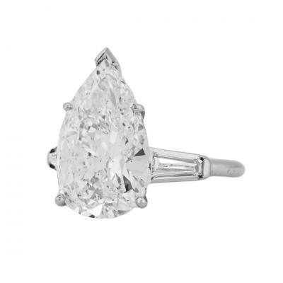 Platinum GIA Certified 6 73ct Pear Shape Diamond Solitaire Ring D SI2