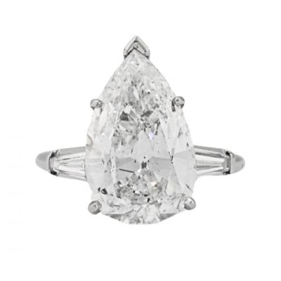 Platinum GIA Certified 6 73ct Pear Shape Diamond Solitaire Ring D SI2