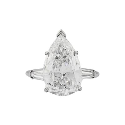 Platinum GIA Certified 6 73ct Pear Shape Diamond Solitaire Ring D SI2