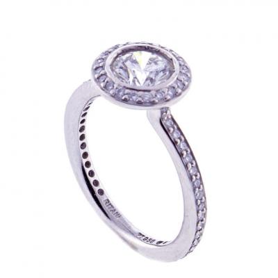 Platinum Leo Diamond Halo Solitaire