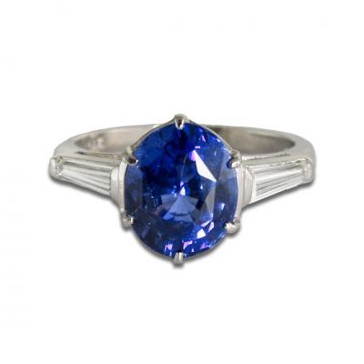 Platinum Sapphire Diamond Ring AGL Certified 6 9g