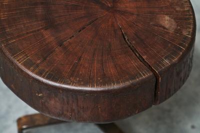 Playful Mid Century Stool or Side Table in Solid Wood and Wrought Iron 1950s